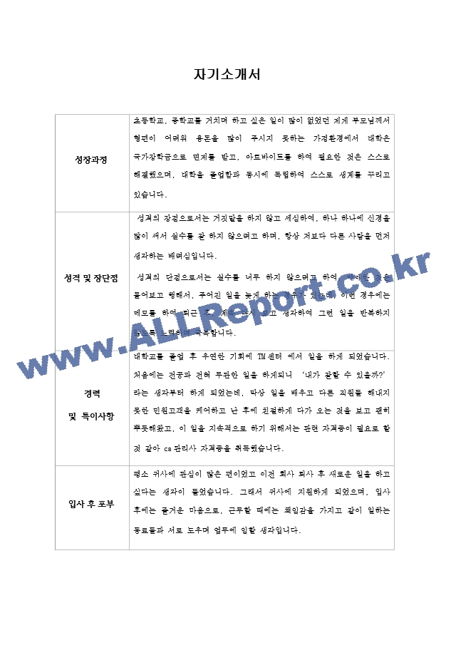[이력서] 한독 최종합격 자기소개서   (1 페이지)